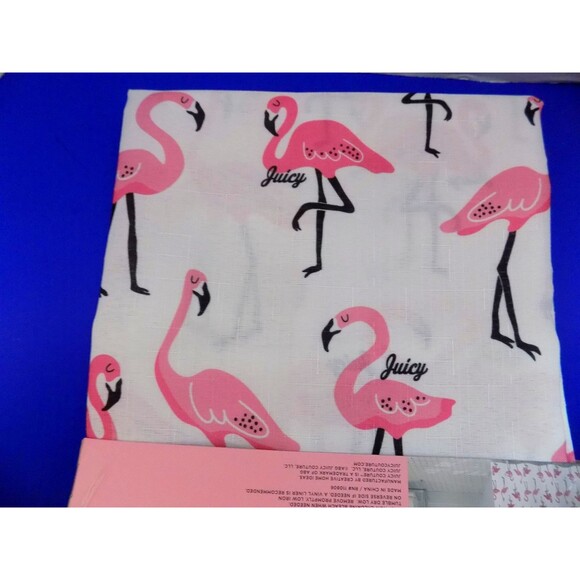 NEW Juicy Couture Flamingo Shower Curtain Set Florida Fabric Tropical - Picture 2 of 6